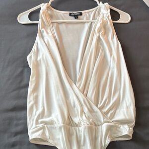 Express Cream/White Wrap Bodysuit